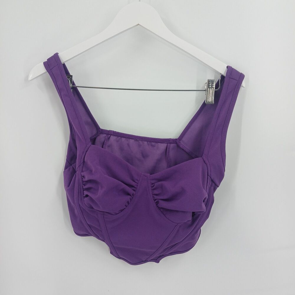 womens Shein Purple Ruched Front Cropped Cami Top Size L